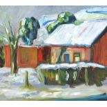 McTaggart - WINTER COTTAGES - Oil on Board - 17.5 x 19.5 inches - Signed