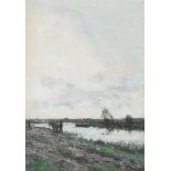 Jan Martinus Vrolyk - A DUTCH CANAL - Watercolour Drawing - 14 x 10 inches - Signed