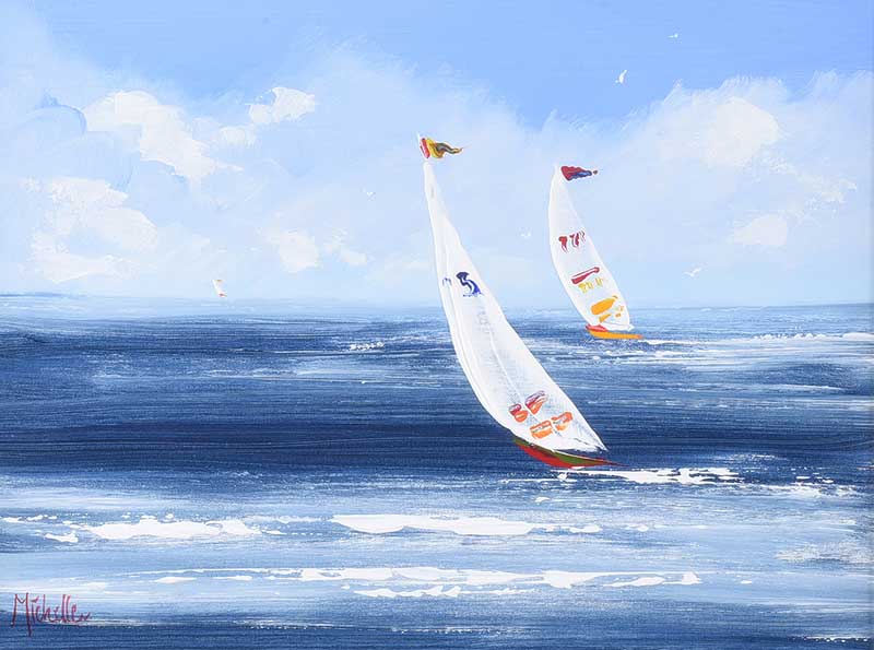 Michelle Carlin - THE YACHT RACE - Oil on Board - 12 x 16 inches - Signed