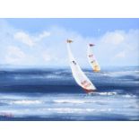 Michelle Carlin - THE YACHT RACE - Oil on Board - 12 x 16 inches - Signed