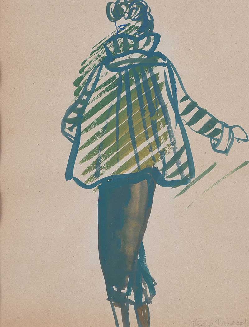 Gladys Maccabe, HRUA - FASHION MODEL - Watercolour Drawing - 11 x 8 inches - Signed