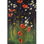 Ronald Keefer - WILD POPPIES II - Oil on Board - 30 x 20 inches - Signed