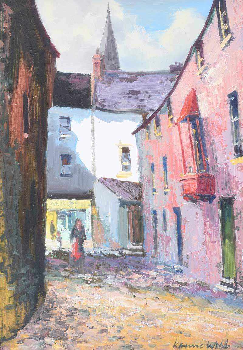 Kenneth Webb, RUA - BUTTERMILK LANE, GALWAY - Oil on Board - 14 x 10 inches - Signed