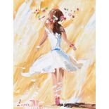 Lorna Millar - DANCER IN WHITE - Oil on Board - 16 x 12 inches - Signed