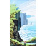 Cupar Pilson - CLIFFS OF MOHER - Acrylic on Board - 12 x 7 inches - Signed