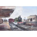 Irish School - CASTLEWELLAN RAILWAY STATION - Oil on Board - 13 x 20 inches - Unsigned