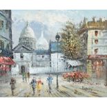 Burnett - PARIS STREET - Oil on Board - 16 x 20 inches - Signed