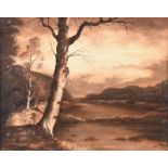 Irish School - LAKE DJOUCE WOOD - Oil on Board - 16 x 20 inches - Signed