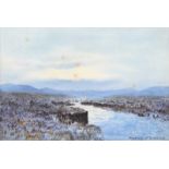 William Percy French - RIVER & BOGLANDS, CONNEMARA - Watercolour Drawing - 7 x 10 inches - Signed