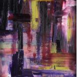 Colin Flack - COLOURED ABSTRACT - Oil on Board - 18.5 x 18.5 inches - Signed