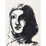 Colin Middleton, RHA RUA - PORTRAIT OF A GIRL - Pen & Ink Drawing - 10 x 7 inches - Signed in