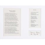 Seamus Heaney - BLACKBERRY PICKING & SLOE GIN, TWO POEMS - Printed Black Ink - 7 x 9 inches -