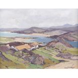 Gerald J. A. Carson - COTTAGES, DONEGAL - Oil on Board - 13.5 x 17.5 inches - Signed