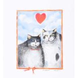 Elizabeth Taggart - CAT LOVERS - Watercolour Drawing - 6.5 x 5 inches - Signed