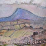 David Lennon - THE DISTANT MOUNTAIN, WEST OF IRELAND- Oil on Board - 8 x 8 inches - Signed in