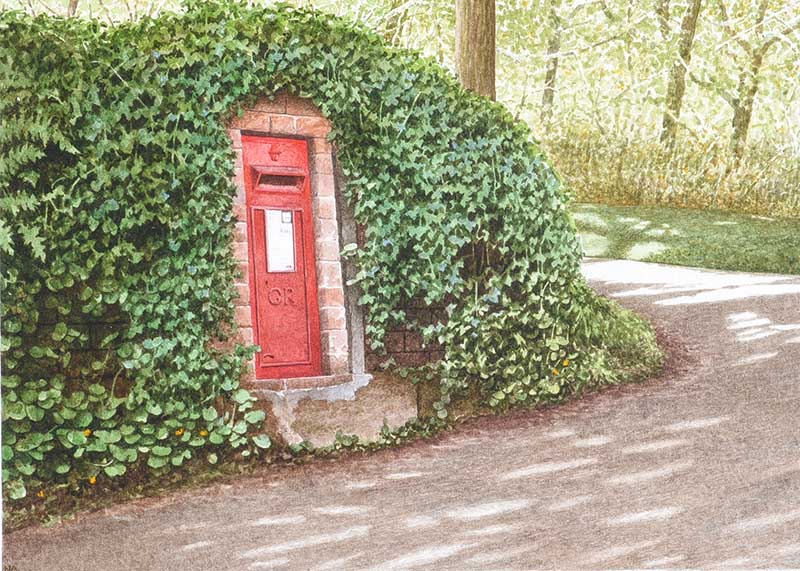 Nigel Ashcroft - POSTBOX, LAMORNA - Watercolour Drawing - 6.5 x 9 inches - Signed in Monogram