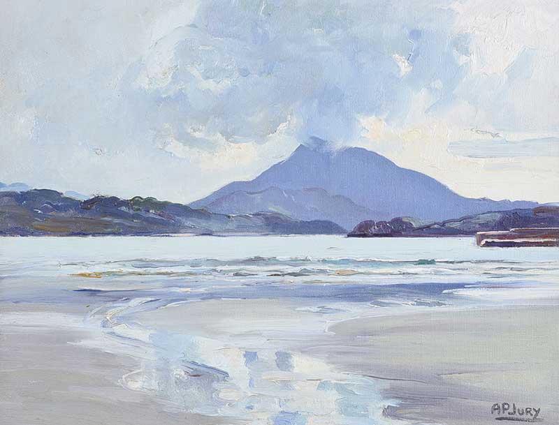 Anne Primrose Jury, HRUA - MUCKISH FROM DOWNINGS BAY, DONEGAL - Oil on Canvas on Board - 12 x 15