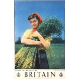 - NORTHERN IRELAND IN THE FLAX FIELDS, TRAVEL ASSOCIATION ADVERTISING POSTER - Coloured Print - 29.5