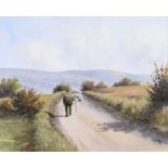 Liam Reilly - DRIVING SHEEP IN THE GLENS - Oil on Canvas - 16 x 20 inches - Signed