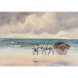 Wycliffe Egginton, RI RCA - COLLECTING SEA WRACK - Watercolour Drawing - 10 x 14 inches - Signed