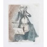 Ellen Gilbert - TREBLE VIAL - Limited Edition Coloured Etching (9/75) - 6 x 5 inches - Signed