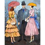 Gladys Maccabe, HRUA - RACE DAY - Oil on Board - 21 x 15 inches - Signed