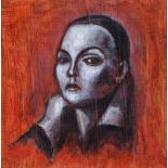 Patrick Ross - SAINT JOAN - Oil on Board - 8 x 8 inches - Signed in Monogram