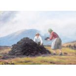Charles McAuley - STACKING TURF - Oil on Canvas - 10 x 14 inches - Signed