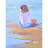Marjorie Wilson - WATCHING THE WAVES - Oil on Board - 10 x 8 inches - Signed