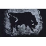 Anthony Weir - BLACK BULL - Monotype Print - 5 x 8 inches - Signed Verso