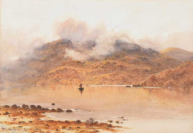 Herbert Moxon Cook - LOCH LONG - Watercolour Drawing - 10 x 14 inches - Signed