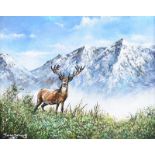 Andy Saunders - MONARCH OF THE GLEN - Oil on Board - 8 x 10 inches - Signed