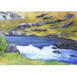 Jack Caprani - THE DELPHI RIVER, CONNEMARA - Acrylic on Board - 8 x 11 inches - Signed