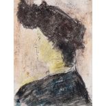 William Conor, RHA RUA - PORTRAIT OF A WOMAN - Wax Crayon on Paper - 4.5 x 3 inches - Signed