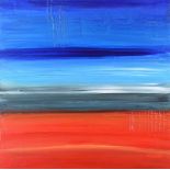 David Wilson - LAND SEA & BLUE SKIES - Oil on Canvas - 30 x 30 inches - Signed