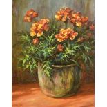 Donal McNaughton - STILL LIFE, BOWL OF FLOWERS - Oil on Board - 20 x 16 inches - Signed