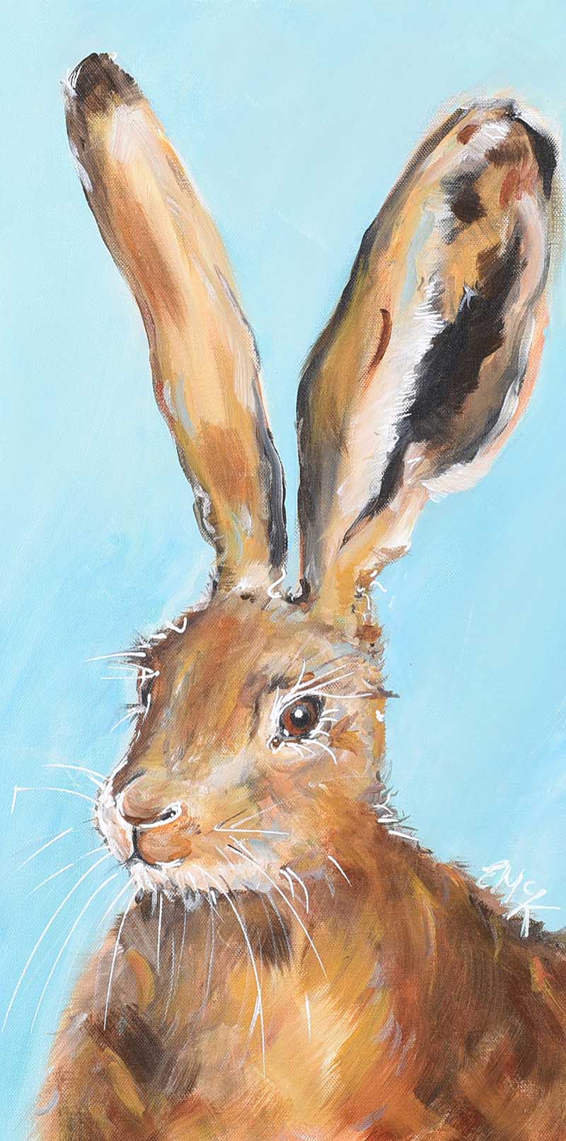 Eileen McKeown - IRISH BROWN HARE II - Acrylic on Canvas - 24 x 12 inches - Signed in Monogram