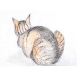 Gerard Dillon - SLEEPING CAT - Watercolour Drawing - 11 x 16 inches - Signed in Monogram