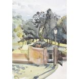 Olive Henry, RUA - THE PARK ENTRANCE - Watercolour Drawing - 14 x 10 inches - Signed