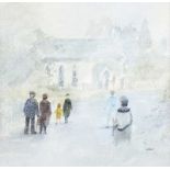 Tom Kerr - OFF TO CHURCH - Watercolour Drawing - 8 x 8 inches - Signed