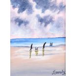 John Ormsby - A WALK ON THE BEACH - Acrylic on Board - 11.5 x 8.5 inches - Signed
