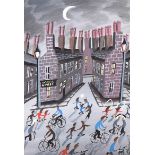 John Stewart - STREET GAMES - Acrylic on Board - 14 x 10 inches - Signed in Monogram