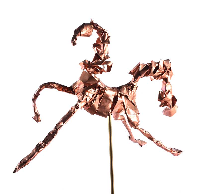 Irish School - PRANCING HORSE - Twisted Copper Sculpture - 17 x 15 inches - Unsigned - Image 3 of 4