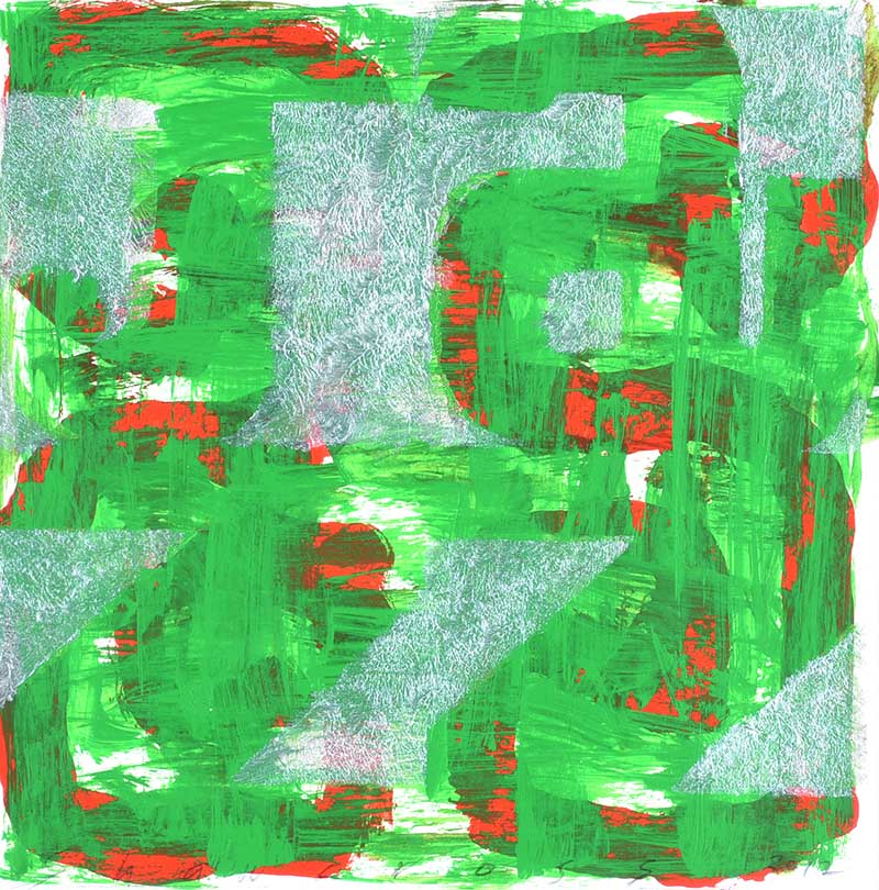 Neil Shawcross, RHA RUA - GREEN JAZZ - Acrylic on Board - 12 x 12 inches - Signed