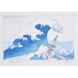 Harold Bisby - IN THE HOLLOW OF THE GREAT WAVE AT KANAGAWA - Limited Edition Coloured Print (76/250)