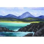 Sean Loughrey - MOUNT ERRIGAL FROM CRUIT ISLAND - Oil on Board - 8 x 12 inches - Signed