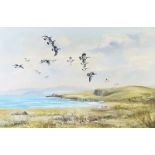 Charles MacAuley - FLIGHT OVER RATHLIN - Oil on Canvas - 24 x 36 inches - Signed
