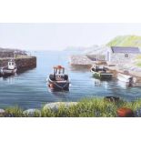 Keith Glasgow - BALLINTOY HARBOUR, COUNTY ANTRIM - Coloured Print on Canvas - 12 x 18 inches -