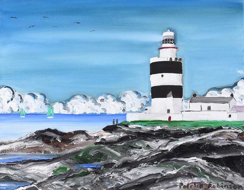 Patrick Robinson - HOOK HEAD LIGHTHOUSE, COUNTY WEXFORD - Oil on Canvas - 16 x 20 inches - Signed