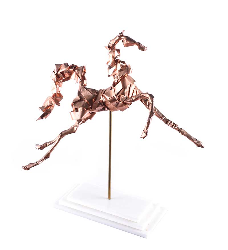 Irish School - PRANCING HORSE - Twisted Copper Sculpture - 17 x 15 inches - Unsigned